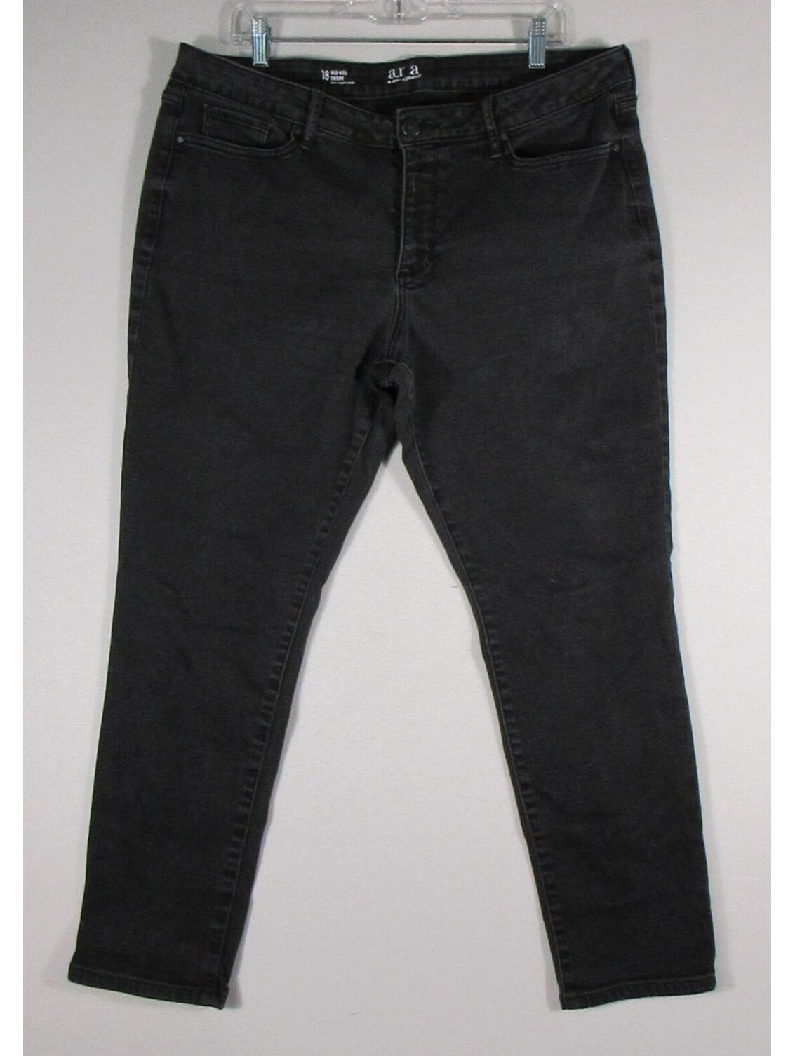 A New Approach Womens Denim Mid Rise Skinny Jeans Belt Loops Pockets Sz 18 Black
